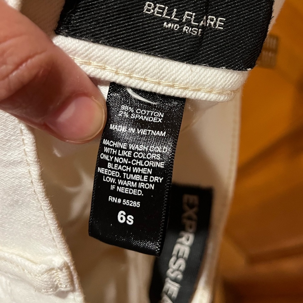 White Bell Bottom Jeans with Sailor Button Detail (6-short) - Picture 5 of 6